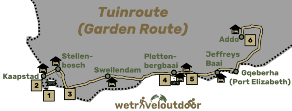 South Africa Garden Route with car
Best stops Garden Route South Africa