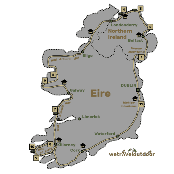 Map of Ireland itinerary wetraveloutdoor