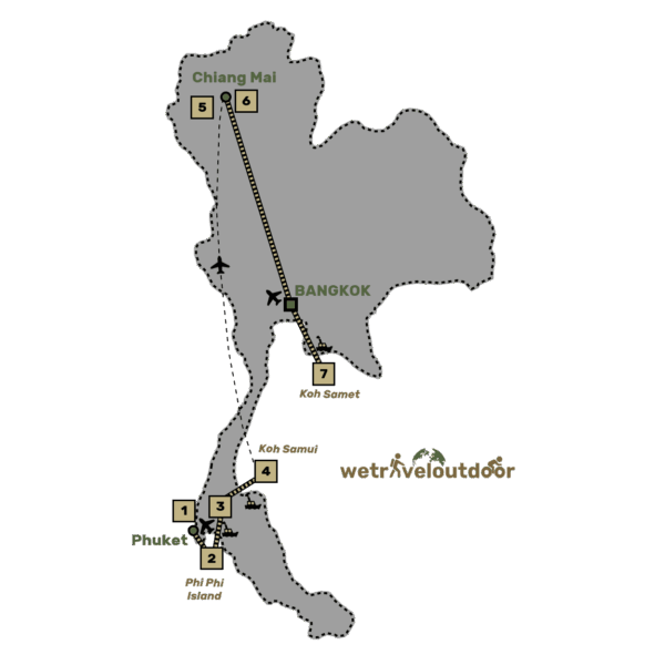 Travel map of Thailand by wetraveloutdoor