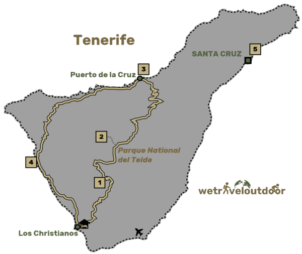 Kaart van Tenerife door wetraveloutdoor 2021