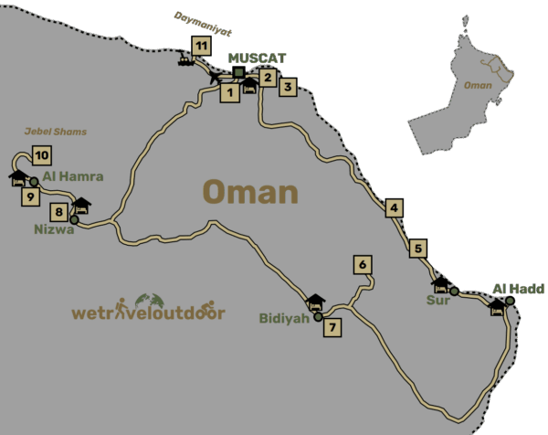 Travel Map of Oman by wetraveloutdoor