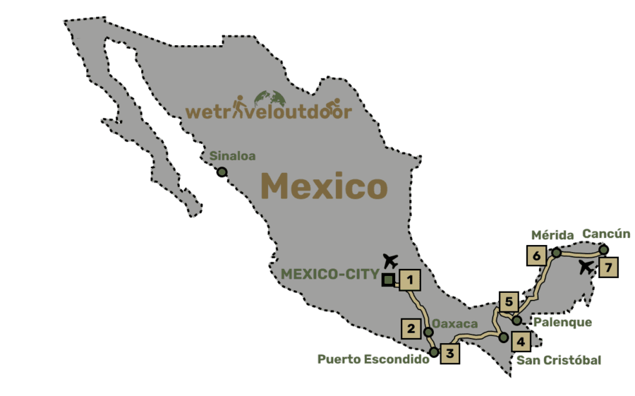 Mexico map travelroute
Travel information Mexico